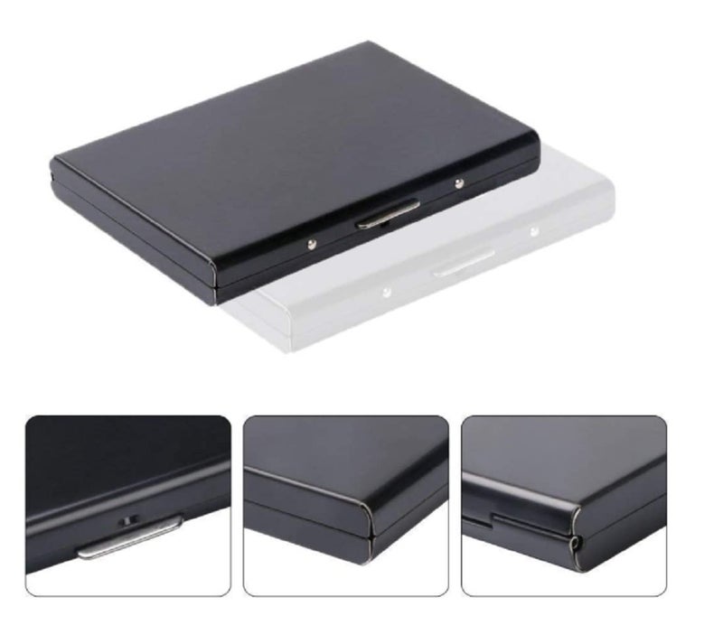 Contacts Ultra Thin Business Credit Card Holder for Men & Women, Stainless Steel Wallet RFID Blocking Slim Metal Case for Travel and Work, Great as a Gift for Your Family or Friends (Black) - Image 4