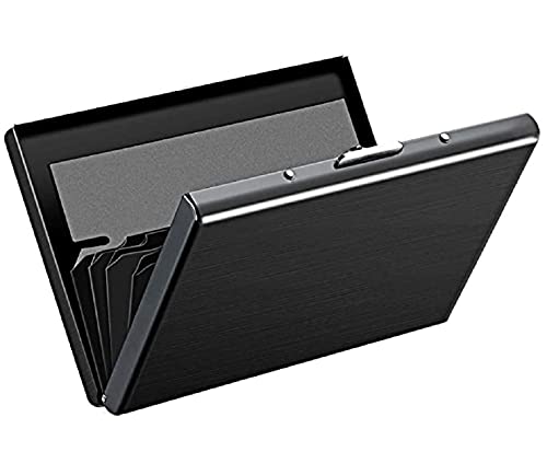 Contacts Ultra Thin Business Credit Card Holder for Men & Women, Stainless Steel Wallet RFID Blocking Slim Metal Case for Travel and Work, Great as a Gift for Your Family or Friends (Black) - Image 1
