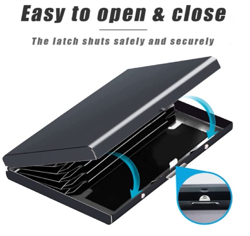 Contacts Ultra Thin Business Credit Card Holder for Men & Women, Stainless Steel Wallet RFID Blocking Slim Metal Case for Travel and Work, Great as a Gift for Your Family or Friends (Black) - Image 3