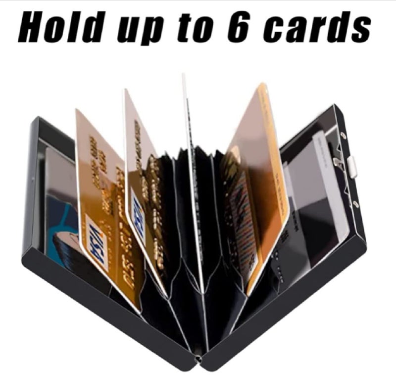 Contacts Ultra Thin Business Credit Card Holder for Men & Women, Stainless Steel Wallet RFID Blocking Slim Metal Case for Travel and Work, Great as a Gift for Your Family or Friends (Black) - Image 2