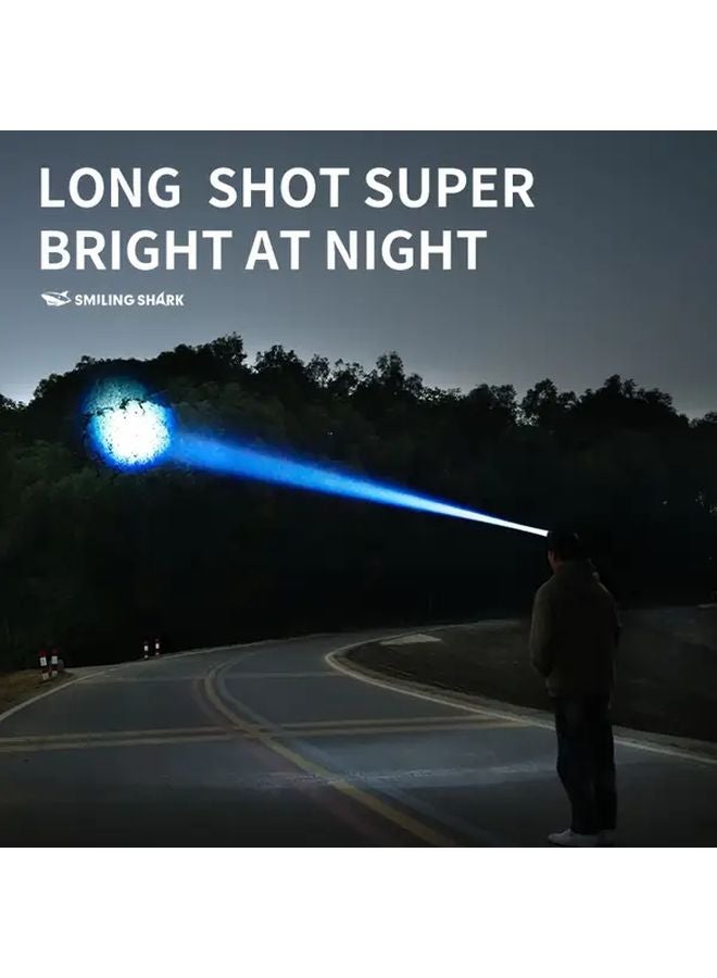 TD 0238A Black Smiling Shark LED Headlamp 6 Modes Zoomable 90 Degree Rechargeable USB Light - Image 5