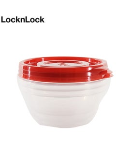 LOCK & LOCK LocknLock EzLock Round Container Set - 350ml (Set of 3), Clear Base, Stackable, Microwave-Safe  - Image 2