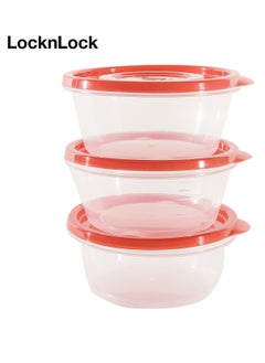 LOCK & LOCK LocknLock EzLock Round Container Set - 350ml (Set of 3), Clear Base, Stackable, Microwave-Safe  - Image 3