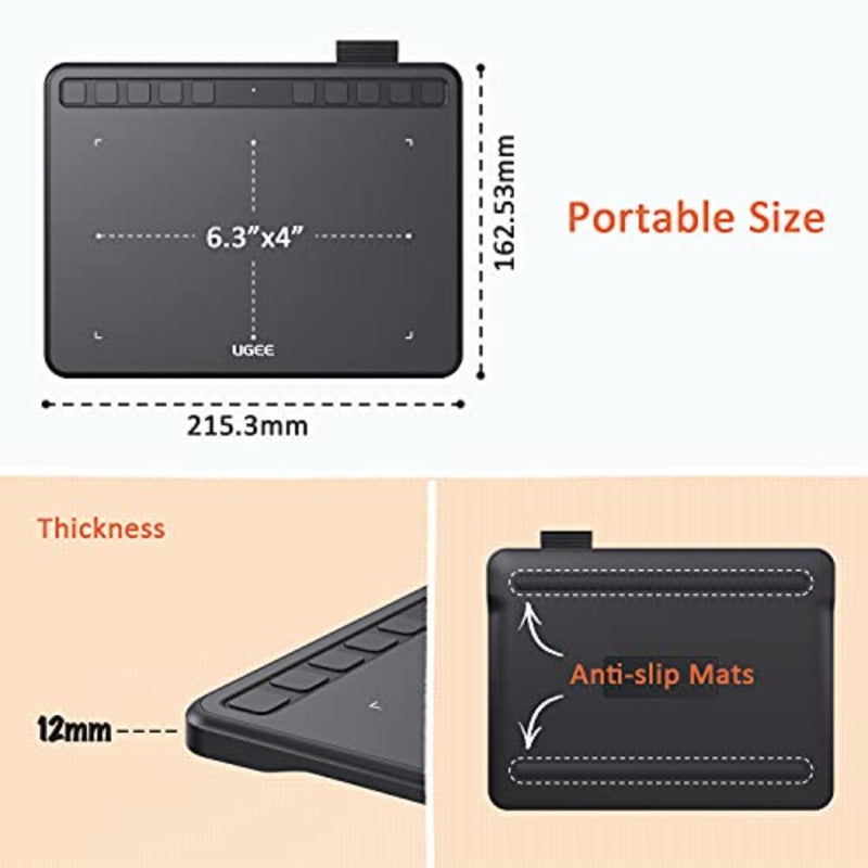 Graphics Drawing Tablet, S640 Battery-Free Stylus Android Windows MacOS with 6.5 x 4 in Working Area Pen Tablet 8192 Pressure Levels with 10 Express Keys Portable for kids, Students - Image 5
