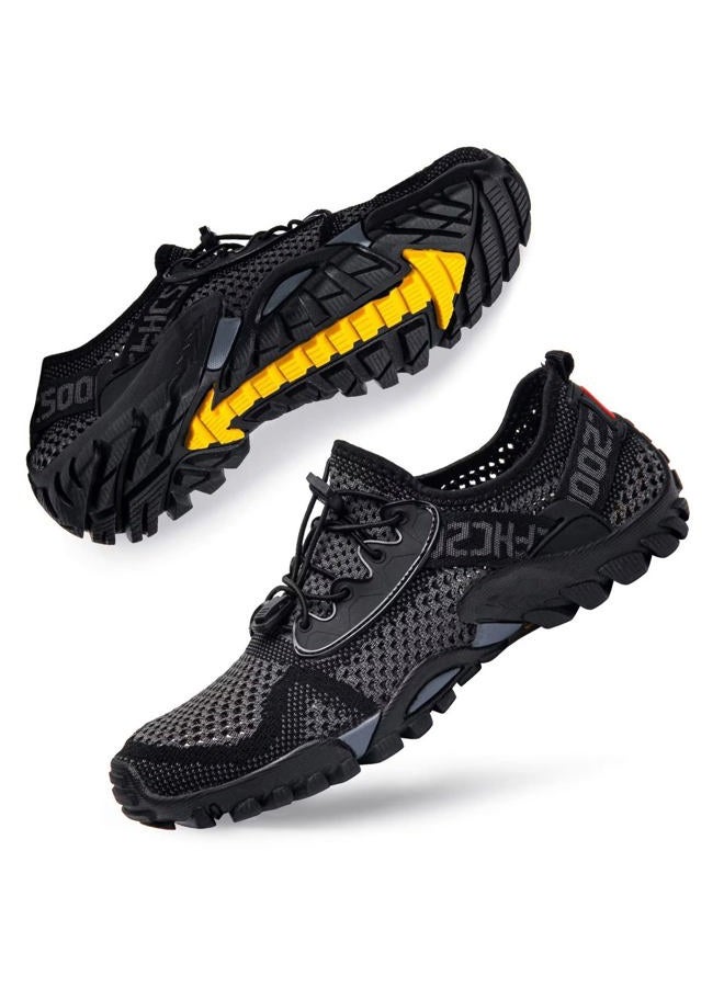 SOBASO Water Shoes Women Men Quick Drying Swim Beach Aqua Shoes for Water Sport Diving Hiking Sailing Travel, Grey Black, 12 Women/10.5 Men - Image 1