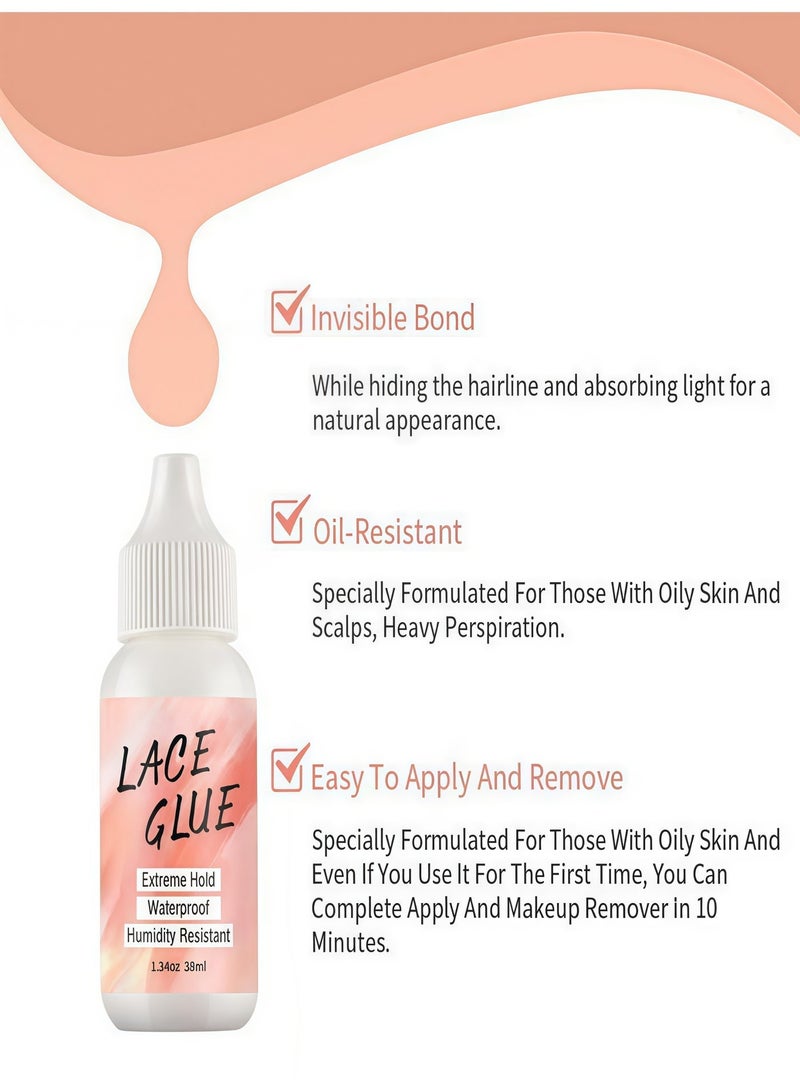 Lace 38ML Lace Wig Glue And 30ML Adhesive Remover Set, Lace Wig Glue Safe Non-Toxic Glue, Waterproof Invisible Bonding, Perfect Combination For Front Lace Wigs - Image 5