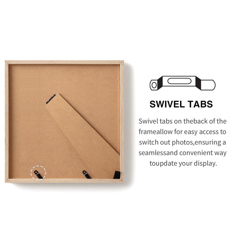 TONES FRAME DESIGN Solid Oak Wood 8x8 Natural Picture Frame Matted to 4x4 Photo Frame for Wall Home Decor - Image 3