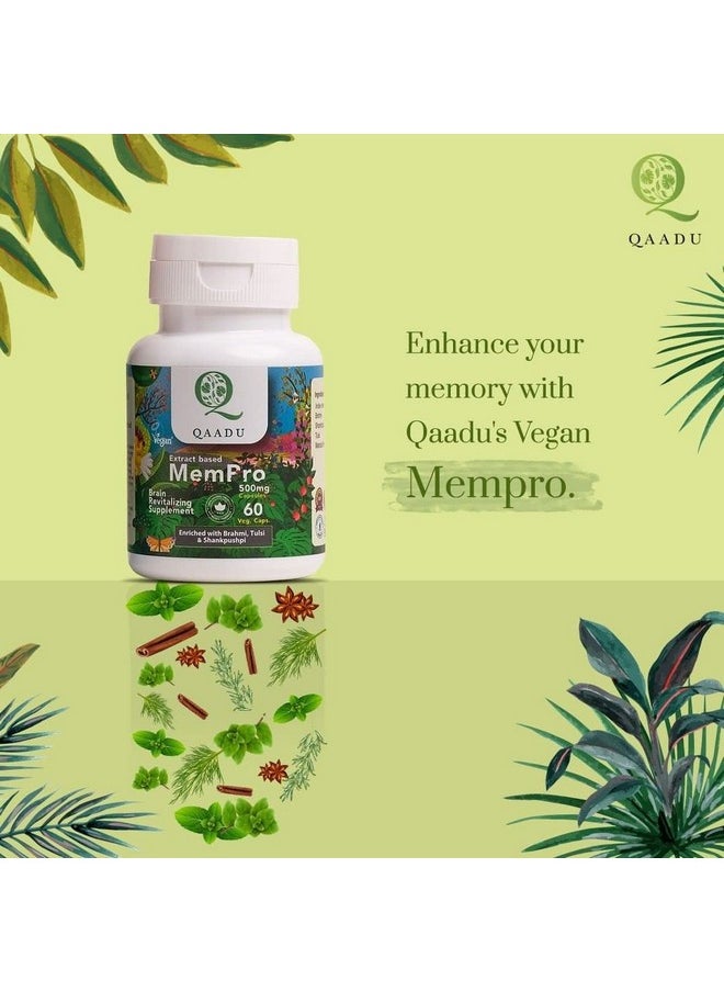 QAADU Mempro Capsule | 60 Capsules, Brain Booster, Memory Booster For Adults | With Brahmi, Tulsi, Shankhpushpi | Safe, Booster, Ayurvedic Supplement For Better Sleep | 500 Mg  - Image 4