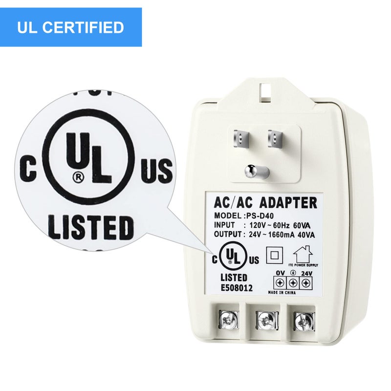 Hotop 2 Pack 24 Volt Transformer, 40 VA AC Transformer Plug in with PTC Fuse Compatible with Ring Doorbell and Thermostat, Compatible with Nest, Ecobee, Sensi/Honeywell/24V Adapter - Image 4