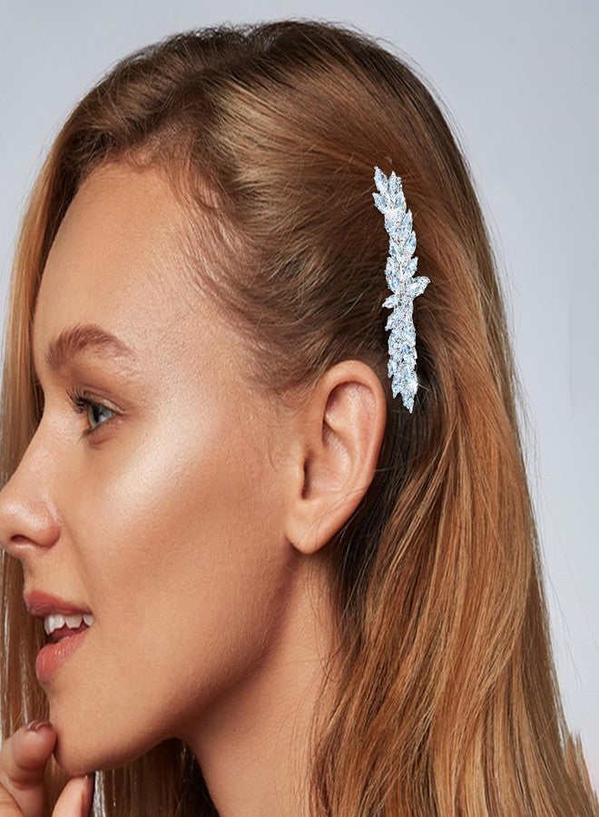 WHAVEL Rhinestone Hair Clips Silver Hair Clips Fancy Barrettes for Women Rhinestone Barrettes Bridal Wedding Accessories (Silver) - Image 3