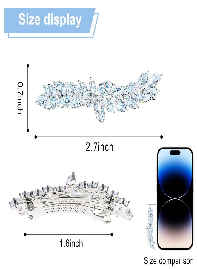 WHAVEL Rhinestone Hair Clips Silver Hair Clips Fancy Barrettes for Women Rhinestone Barrettes Bridal Wedding Accessories (Silver) - Image 2
