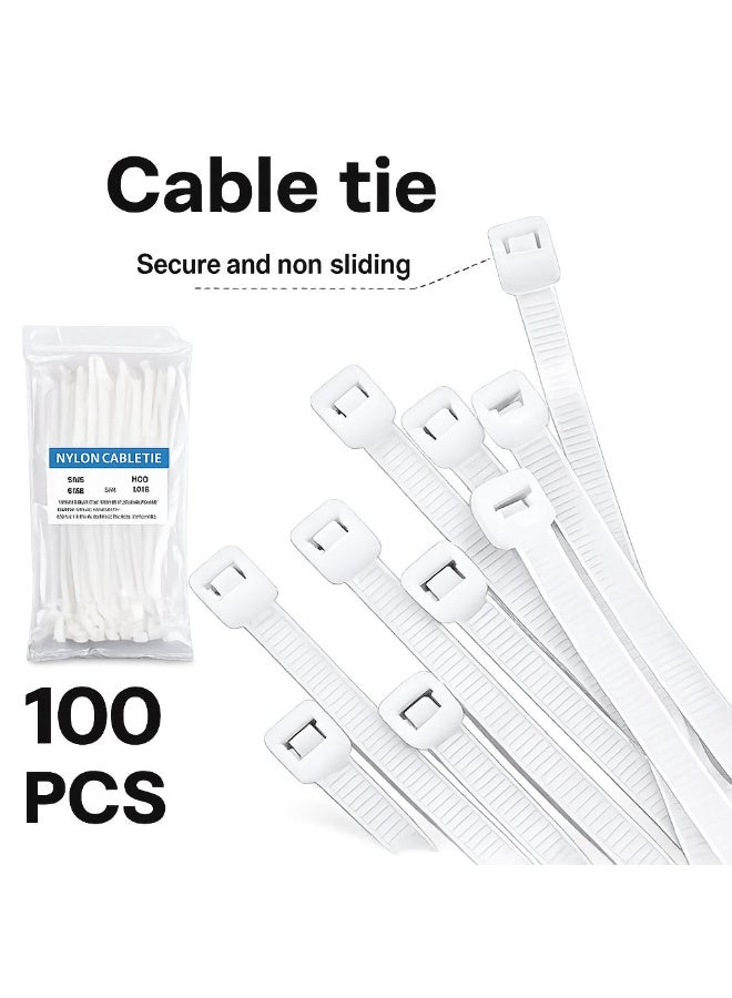 100-Piece White Nylon Cable Ties 30cm Length Heavy Duty Self-Locking Wire Ties for Cable Management Electrical and Home Organization with Secure Non-Sliding Design - Image 5