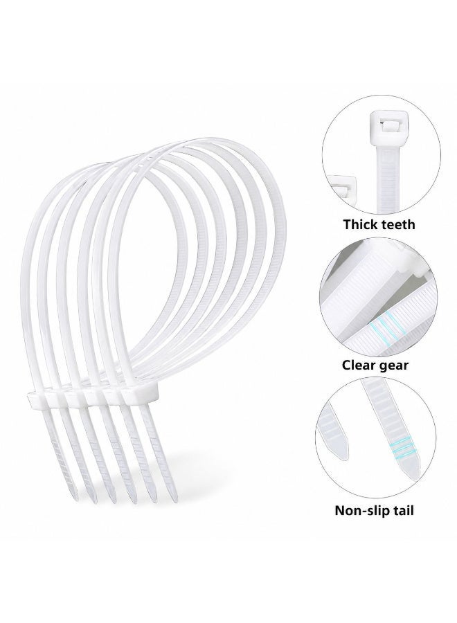 100-Piece White Nylon Cable Ties 30cm Length Heavy Duty Self-Locking Wire Ties for Cable Management Electrical and Home Organization with Secure Non-Sliding Design - Image 3
