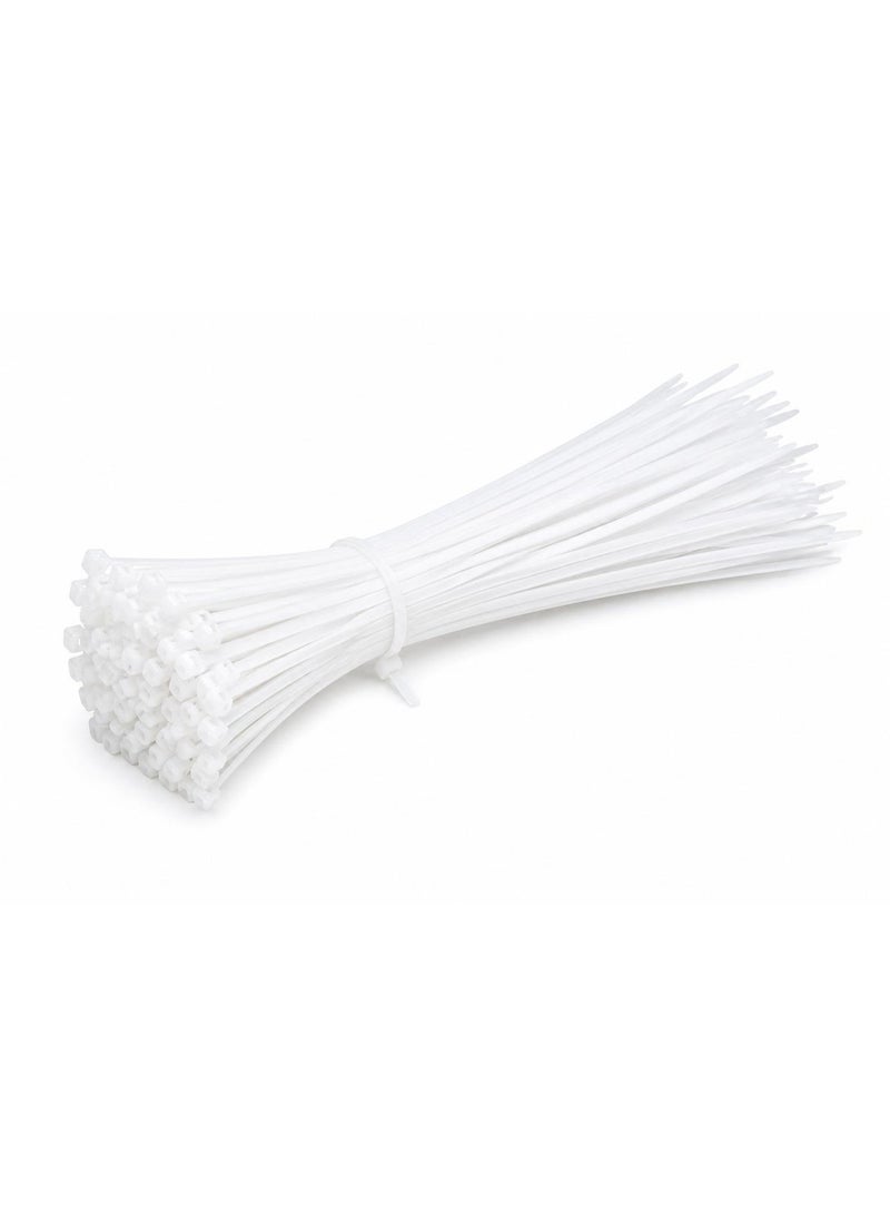 100-Piece White Nylon Cable Ties 30cm Length Heavy Duty Self-Locking Wire Ties for Cable Management Electrical and Home Organization with Secure Non-Sliding Design - Image 2