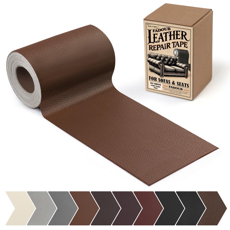 Fadoub Leather Repair Patch 3 x 60In Self Adhesive Leather Repair Tape Kit for Furniture Couch Sofa Office Car Seats Car Interior Vinyl Repair Kit Brown - Image 3