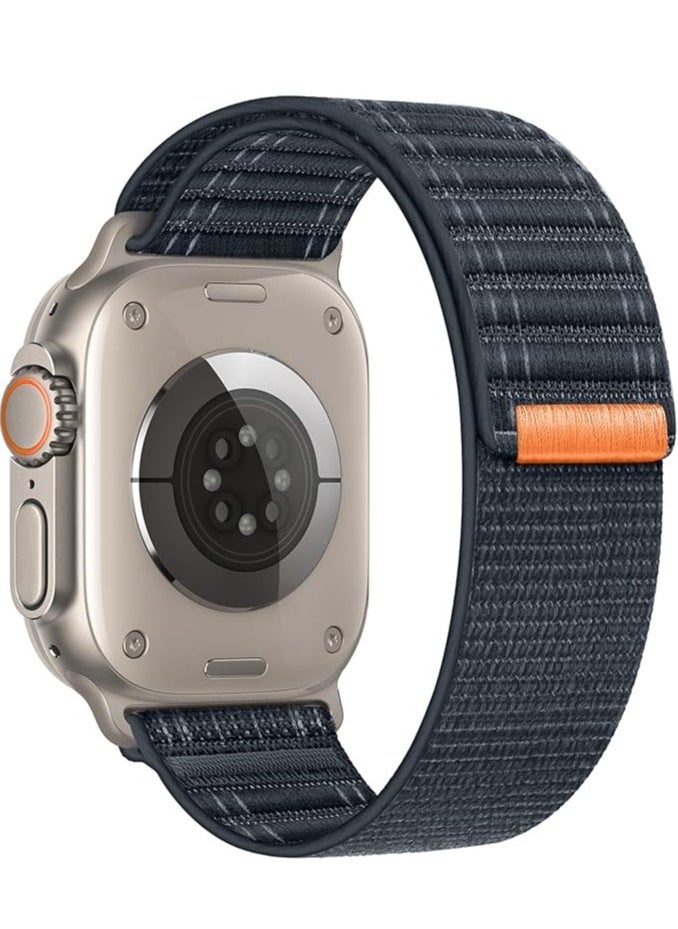 MIGOFAST - Apple Watch Strap 46mm 45mm 44mm 49mm Men  Braided Sport Loop Band for IWatch Series 10 9 8 7 6 5 4 3/SE 2/Ultra 2  Breatheable Nylon Fabric Velcro Strap Midnight Blue - Image 1
