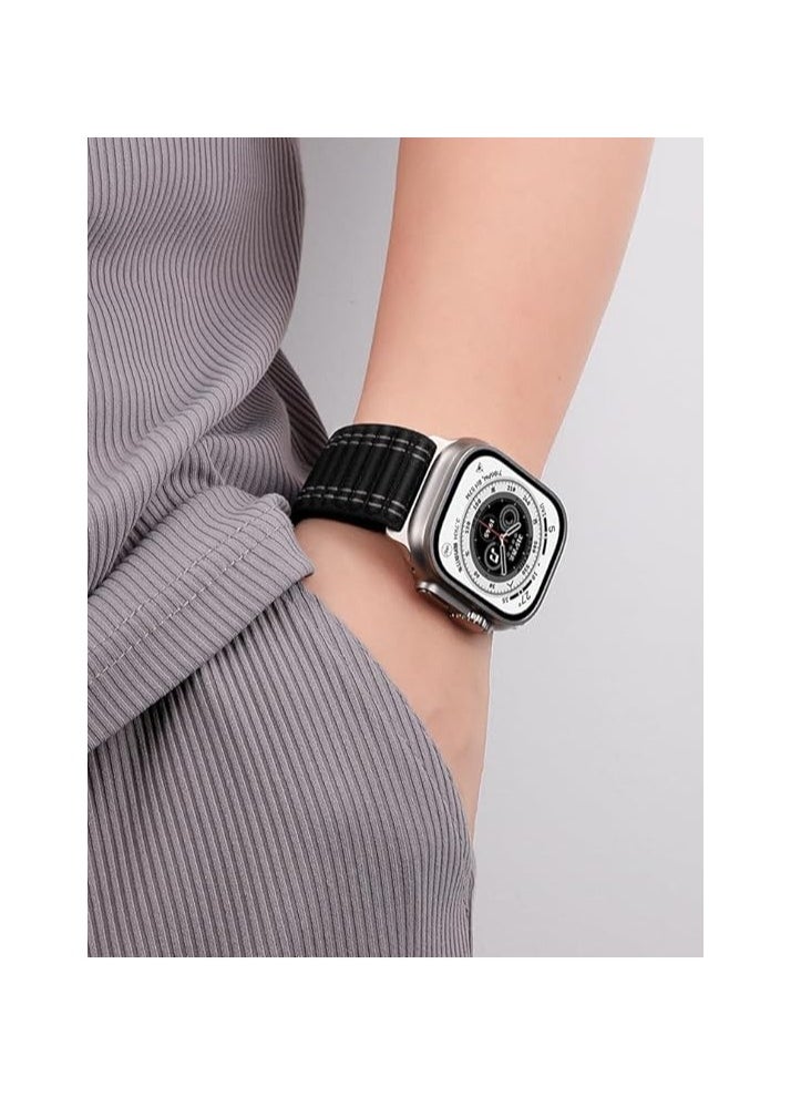 MIGOFAST - Apple Watch Strap 46mm 45mm 44mm 49mm Men  Braided Sport Loop Band for IWatch Series 10 9 8 7 6 5 4 3/SE 2/Ultra 2  Breatheable Nylon Fabric Velcro Strap Midnight Blue - Image 1