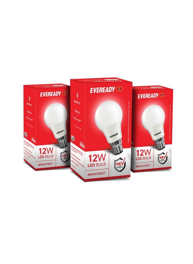 Eveready Eveready 12W LED Bulb, Cool White Day Light (6500K), E27 Base, Energy-Efficient, 4kV Surge Protection, Long-Lasting Durability, Pack of 3 - Image 1