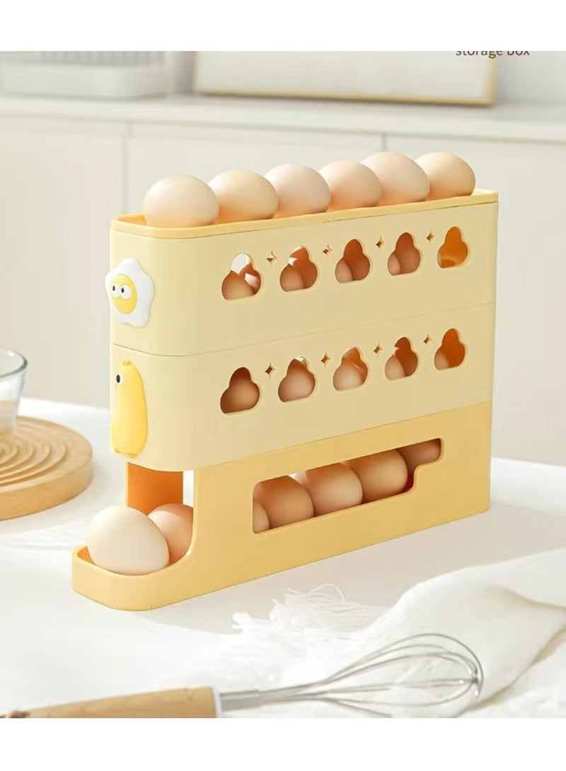 The new three-layer egg rack storage box with a tilted automatic rolling egg storage box is suitable for refrigerators,  - Image 1
