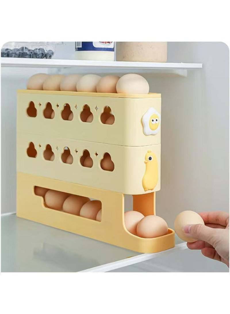 The new three-layer egg rack storage box with a tilted automatic rolling egg storage box is suitable for refrigerators,  - Image 2