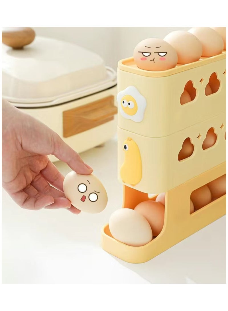 The new three-layer egg rack storage box with a tilted automatic rolling egg storage box is suitable for refrigerators,  - Image 3
