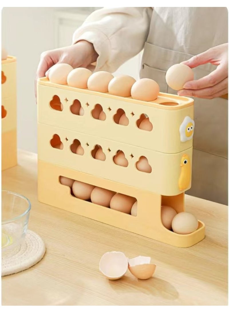The new three-layer egg rack storage box with a tilted automatic rolling egg storage box is suitable for refrigerators,  - Image 4