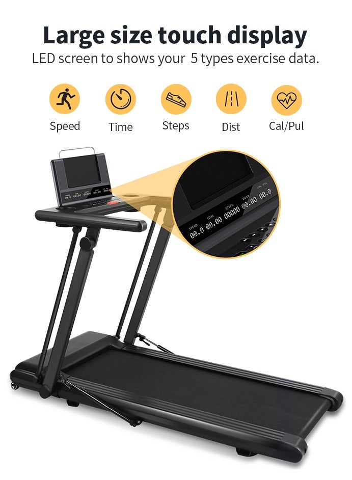 Sumkyle Home collapsible treadmill, 2HP, No installation is required, shock absorption and skid resistance, built-in speaker, LED display, can bear 120KG/264 lbs - Image 3