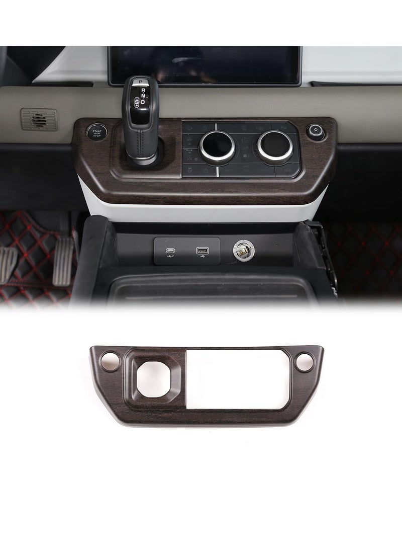 SYOSI Gear Shift Panel Frame Trim Central Control Air Conditioner Panel for Land Rover Defender 2020-2024 ABS Material Center Console Air Conditioning Control Panel Cover Left-Hand Drive Oak grain - Image 1