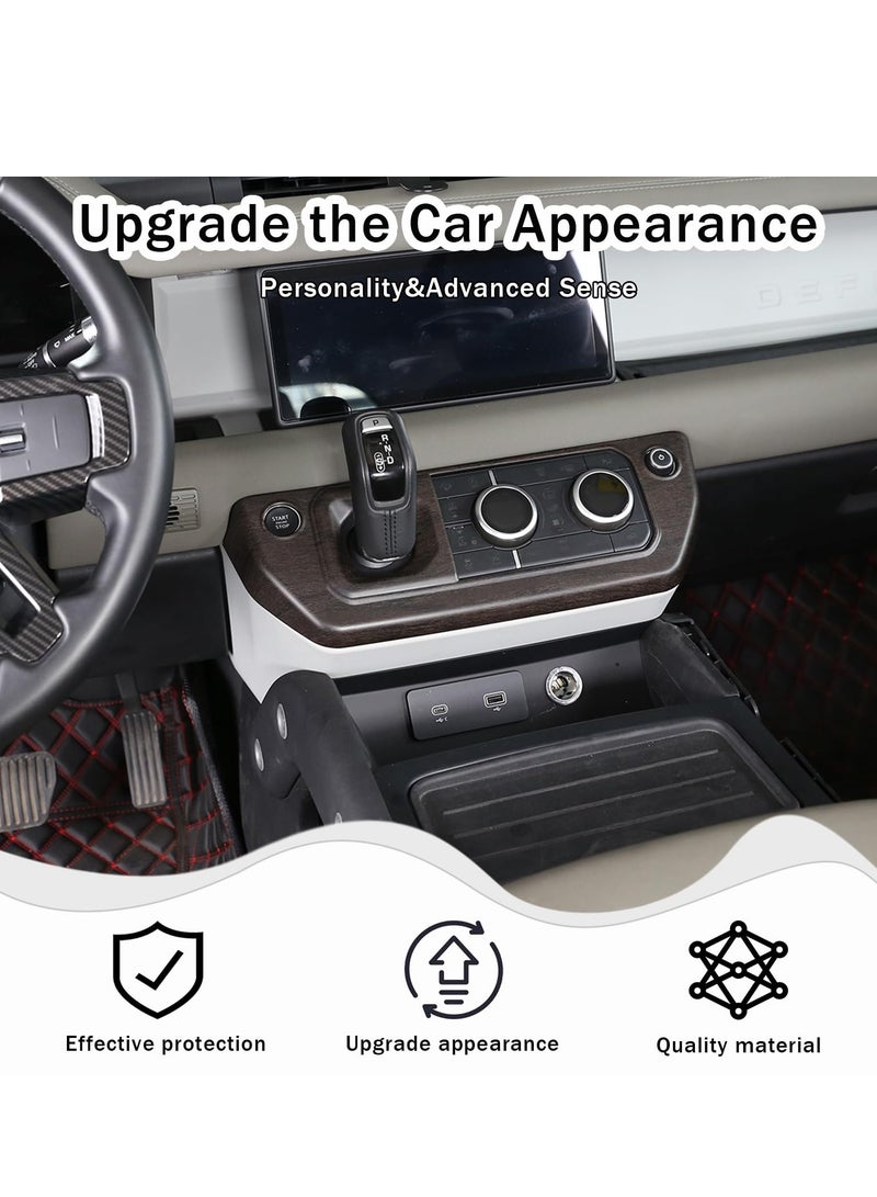 SYOSI Gear Shift Panel Frame Trim Central Control Air Conditioner Panel for Land Rover Defender 2020-2024 ABS Material Center Console Air Conditioning Control Panel Cover Left-Hand Drive Oak grain - Image 4