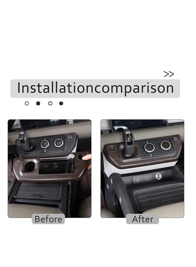 SYOSI Gear Shift Panel Frame Trim Central Control Air Conditioner Panel for Land Rover Defender 2020-2024 ABS Material Center Console Air Conditioning Control Panel Cover Left-Hand Drive Oak grain - Image 5