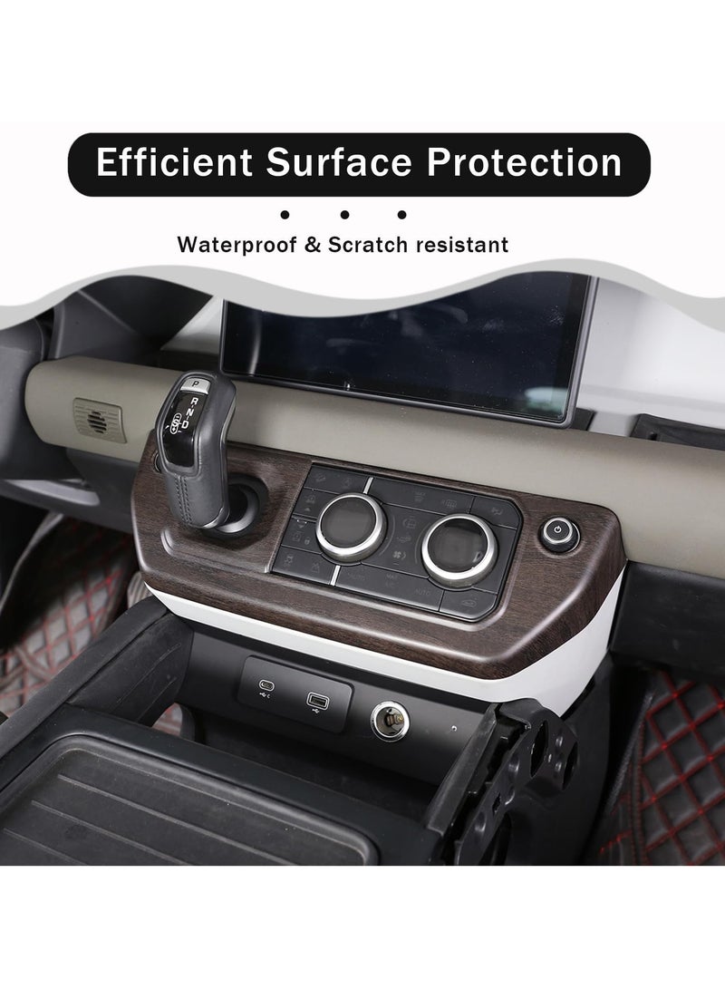 SYOSI Gear Shift Panel Frame Trim Central Control Air Conditioner Panel for Land Rover Defender 2020-2024 ABS Material Center Console Air Conditioning Control Panel Cover Left-Hand Drive Oak grain - Image 3