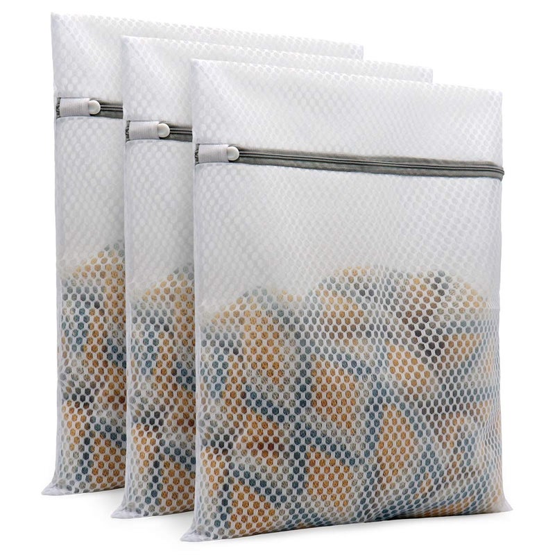 Muchfun 3Pcs Durable Honeycomb Mesh Laundry Bags for Delicates 12 x 16 Inches (3 Medium) - Image 1