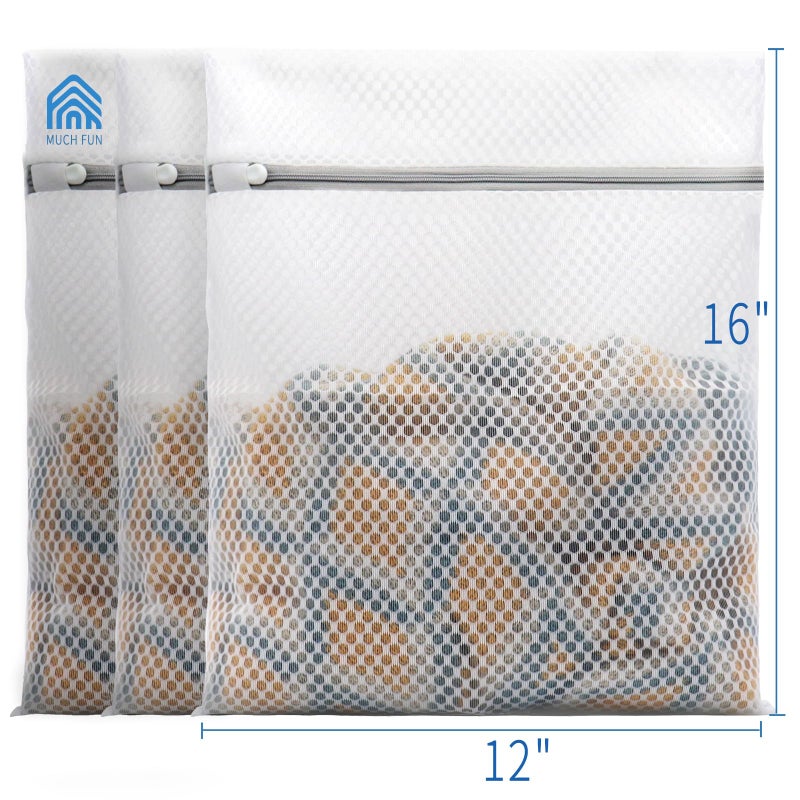 Muchfun 3Pcs Durable Honeycomb Mesh Laundry Bags for Delicates 12 x 16 Inches (3 Medium) - Image 4