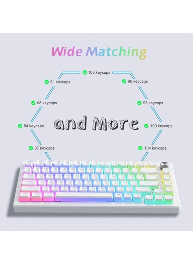 erorex PBT Keycaps Double Shot Light Transmission Pudding Keyboard Caps Full Set Suitable for Mechanical Gaming Keyboard (White Pudding) - Image 4
