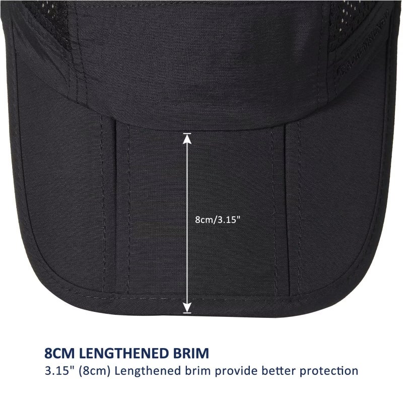 GADIEMKENSD Men Outdoor Hat Reflective Folding Running Sport Hats Summer Cool UPF 50 Sun Unstructured Baseball Caps for Men Women Breathable Light Quick Dry Travel Golf Hat Black