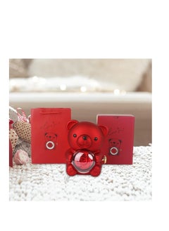 Generic Engraved Heart Necklace with Real Rose Bear Giftbox, Preserved Rose Hug Bear Gifts, Rotating Bear Rose Jewelry Box, Eternal Rose Flowers Bear Gifts, Rose Bear Box To My Love (D)  - Image 1