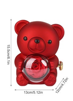 Generic Engraved Heart Necklace with Real Rose Bear Giftbox, Preserved Rose Hug Bear Gifts, Rotating Bear Rose Jewelry Box, Eternal Rose Flowers Bear Gifts, Rose Bear Box To My Love (D)  - Image 2