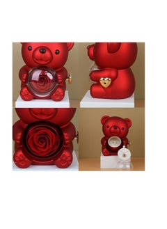 Generic Engraved Heart Necklace with Real Rose Bear Giftbox, Preserved Rose Hug Bear Gifts, Rotating Bear Rose Jewelry Box, Eternal Rose Flowers Bear Gifts, Rose Bear Box To My Love (D)  - Image 3