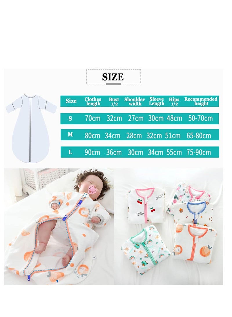 Rightsure 0.5 TOG Baby Sleeping Bag, 100% Cotton Baby Sleeping Bag, Double Zipper Gauze Baby Sleeping Bag Long Sleeve, Baby Wearable Blanket for Babies 0-24 Months (Orange Bear, S)  - Image 4