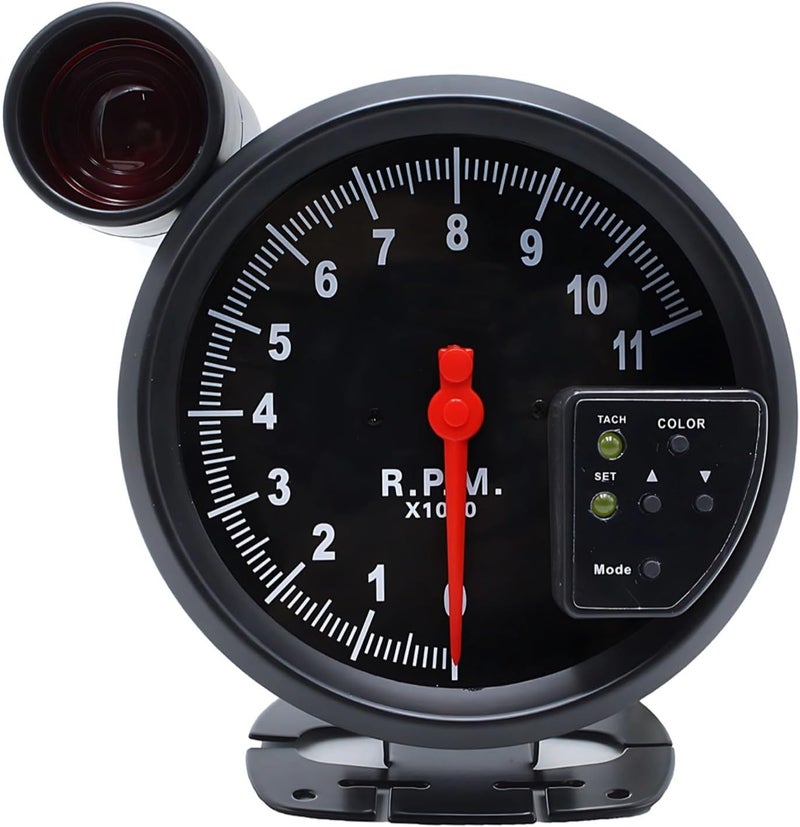 Car Tachometer 5 in with Shift Light, Aluminum Housing, Led Backlit, 12V Compatible, Universal Automotive - Image 1