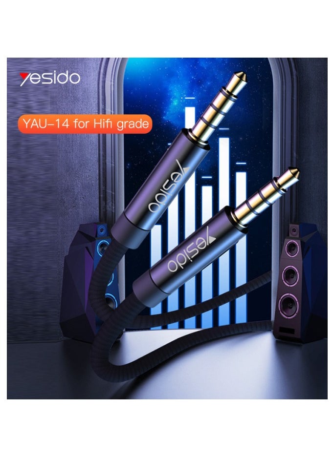 Yesido - YAU15 2m Nylon Braided 3.5Mm To 3.5Mm Jack plug Speakers Music Connection Aux Auxiliar Audio Cable - Image 1