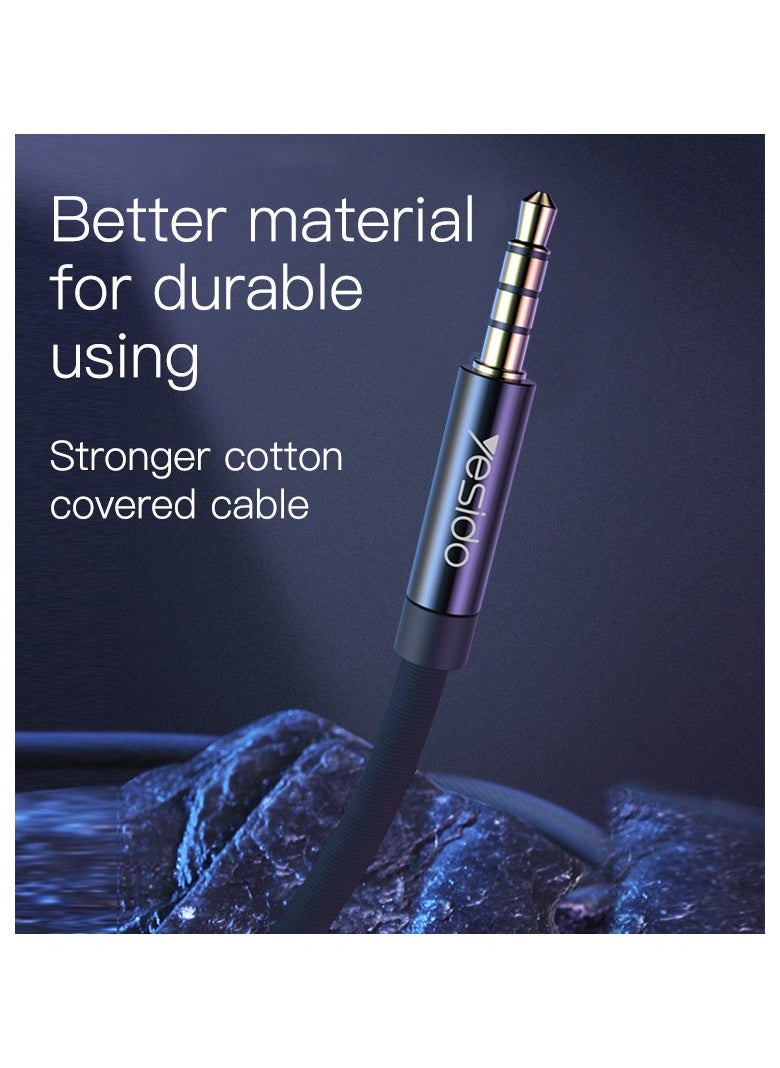 Yesido - YAU15 2m Nylon Braided 3.5Mm To 3.5Mm Jack plug Speakers Music Connection Aux Auxiliar Audio Cable - Image 1