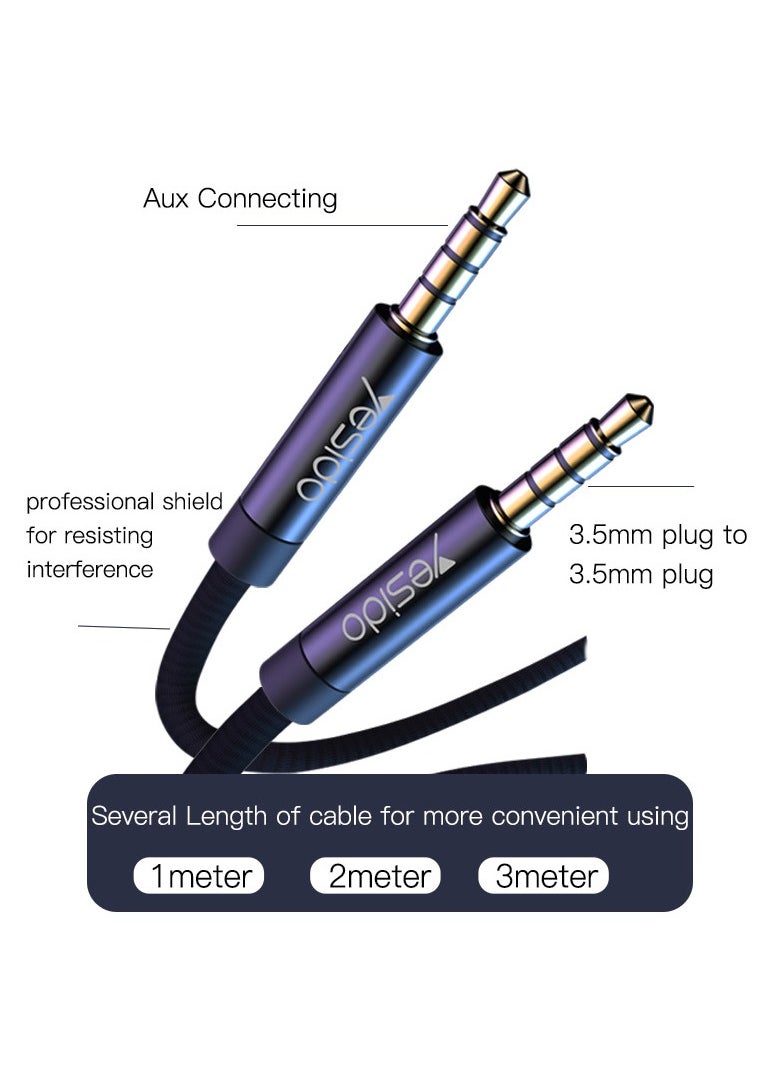 Yesido - YAU15 2m Nylon Braided 3.5Mm To 3.5Mm Jack plug Speakers Music Connection Aux Auxiliar Audio Cable - Image 1