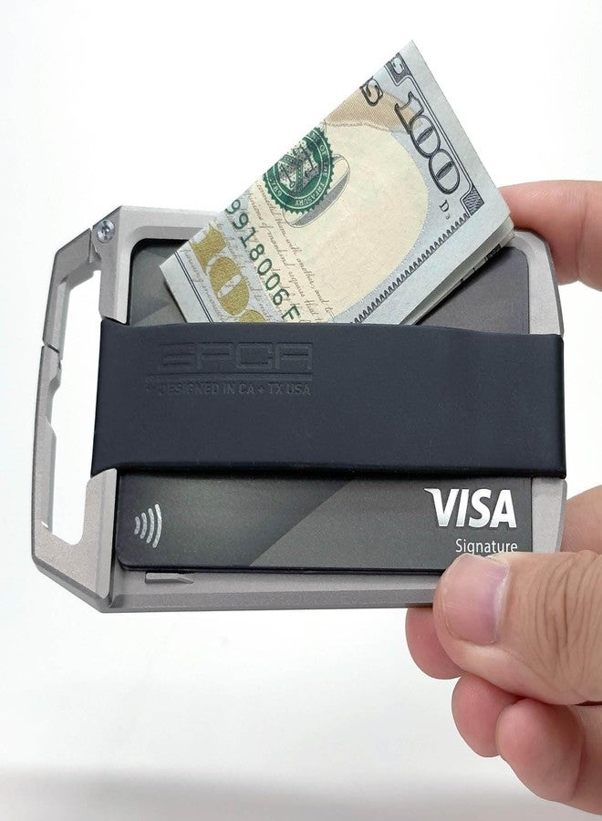 GPCA محفظة GPCA United-1 Slim Wallet – حامل بطاقات ائتمان وبطاقة هوية من الألومنيوم مع مشبك مدمج، محفظة بسيطة للرجال والنساء، حامل بطاقة تعريف بلمسة واحدة، تصميم مناسب للسفر (إصدار الشريط الأسود) - Image 5