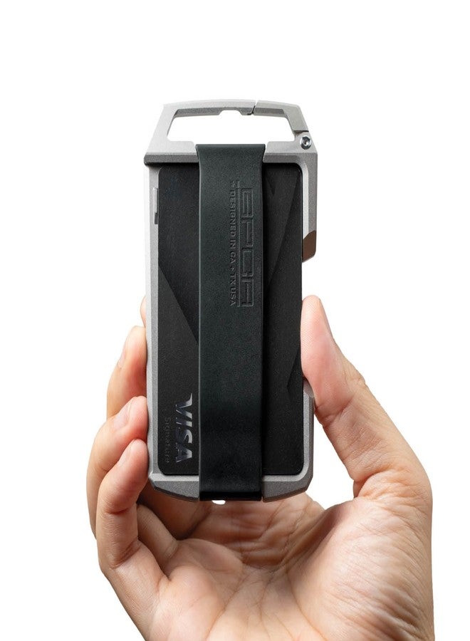 GPCA محفظة GPCA United-1 Slim Wallet – حامل بطاقات ائتمان وبطاقة هوية من الألومنيوم مع مشبك مدمج، محفظة بسيطة للرجال والنساء، حامل بطاقة تعريف بلمسة واحدة، تصميم مناسب للسفر (إصدار الشريط الأسود) - Image 3