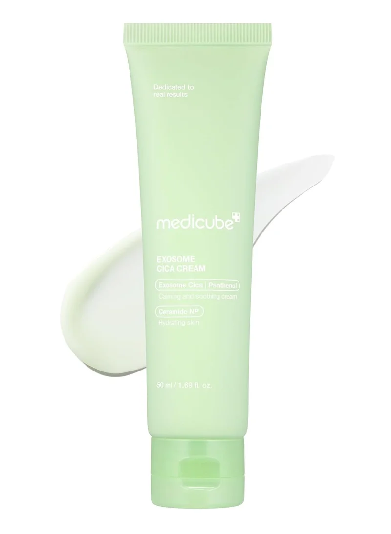 ميديكيوب Medicube Exosome Cica Tea Tree Cream for Sensitive Skin with Centella Asiatica help reduce redness and breakouts. | Low-irritating, Moisturizing Daily Texture Care | Korean Skincare
