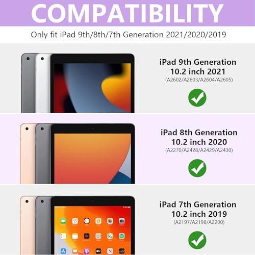 KBCASE Touchpad Keyboard Case for iPad 9th/8th/7th 10.2 inch, Backlit Trackpad Keyboard, 360°Rotatable Case with Pencil Holder for iPad 9th/8th/7th Gen (Light Purple) - Image 2