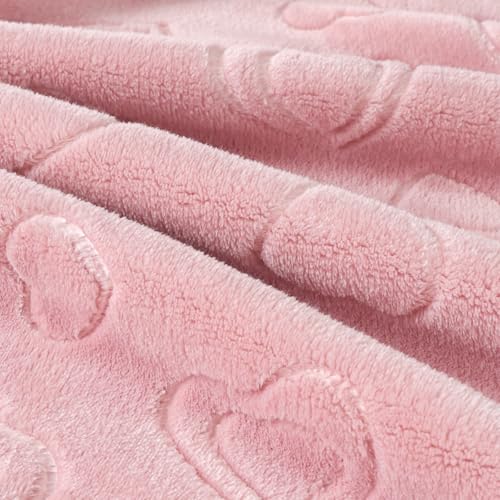 BORITAR Baby Blanket with Heart Design for Girls Ultra Soft Fleece Warm and Lightweight Blankets for Infant Toddler Newborn, 30x40 Inch, Blush Pink - Image 3