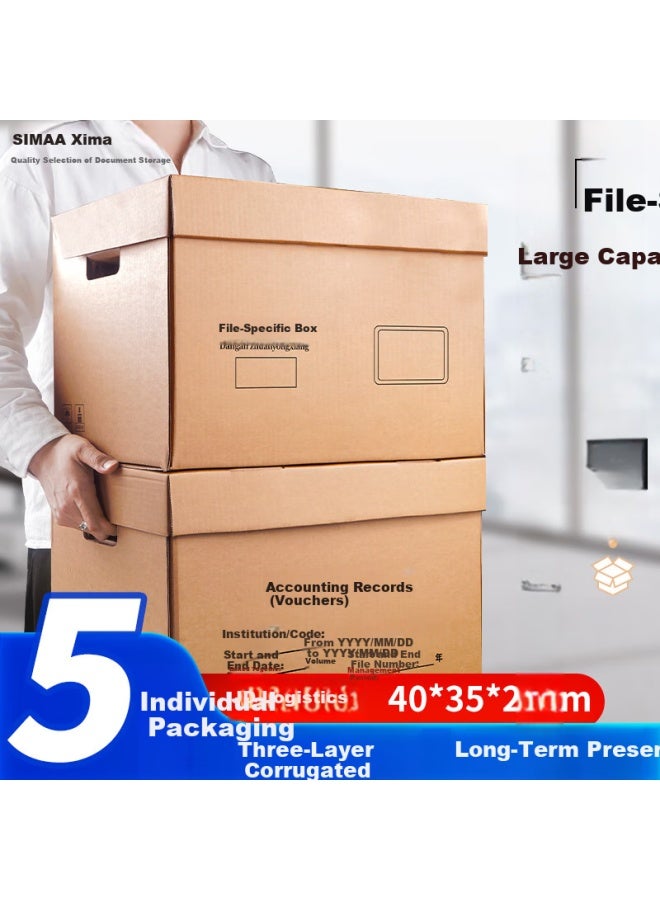 Simaa 5-pack صناديق تخزين الملفات، ثلاثي الطبقات مضلع مُثخن 40*35*25، منظم وثائق المحاسبة صندوق تخزين للكتب Wg-do2 - Image 1