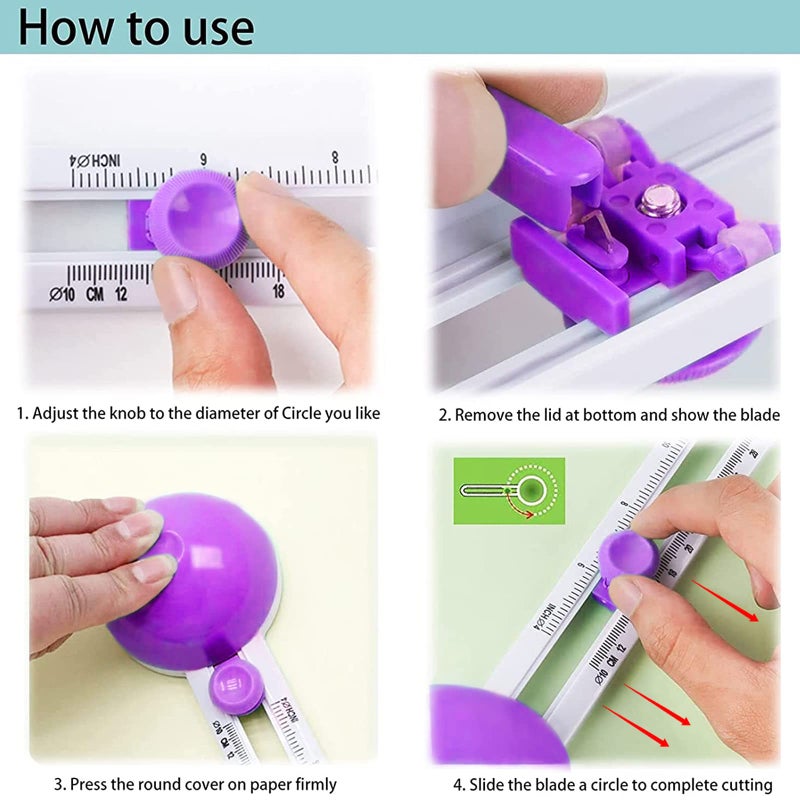 HKKYO Circle Cutter, Circle Cutters for Paper Crafts, Paper CircleCutters, Circle PaperCutters, Circular Cutters, Cardboard Circle Cutter, Adjustable Craft Cutting Tools, Cutting Diameter 4'' to 12.5'' - Image 5